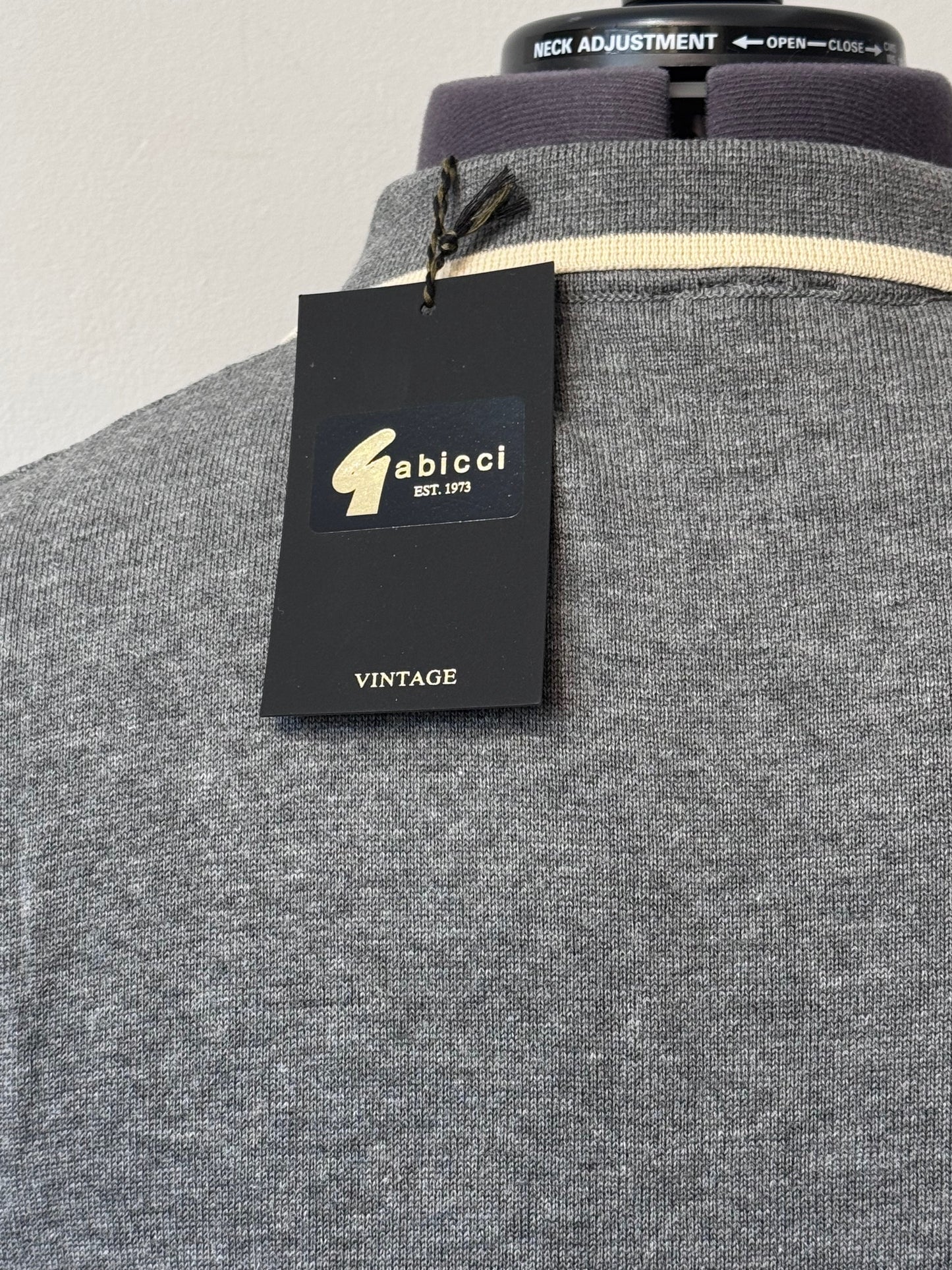 GABICCI VINTAGE ORLANDO LONG SLEEVE COTTON POLO SHIRT JUMPER GREY RRP £75