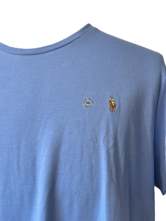 POLO RALPH LAUREN CUSTOM SLIM FIT COTTON T-SHIRT SUMMER BLUE 2XL RRP £95 BNWT
