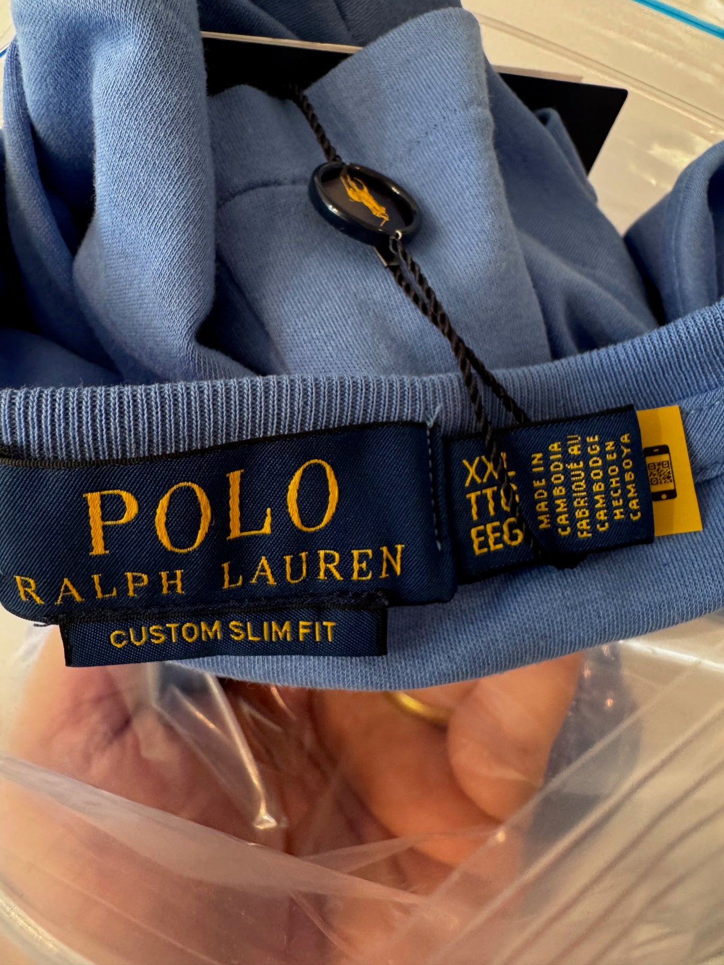 POLO RALPH LAUREN CUSTOM SLIM FIT COTTON T-SHIRT SUMMER BLUE 2XL RRP £70 BNWT