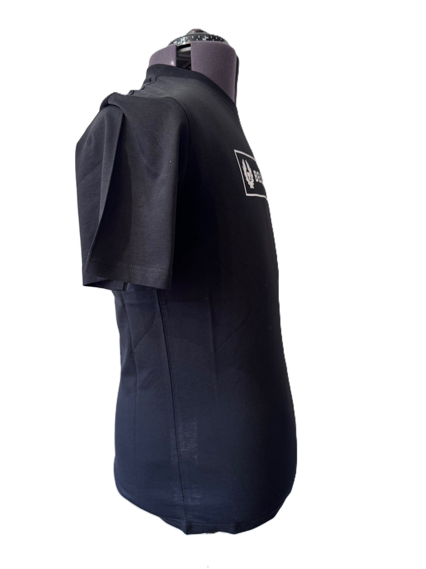 BELSTAFF BOX LOGO COTTON T-SHIRT BLACK MEDIUM RRP £60 BNWT