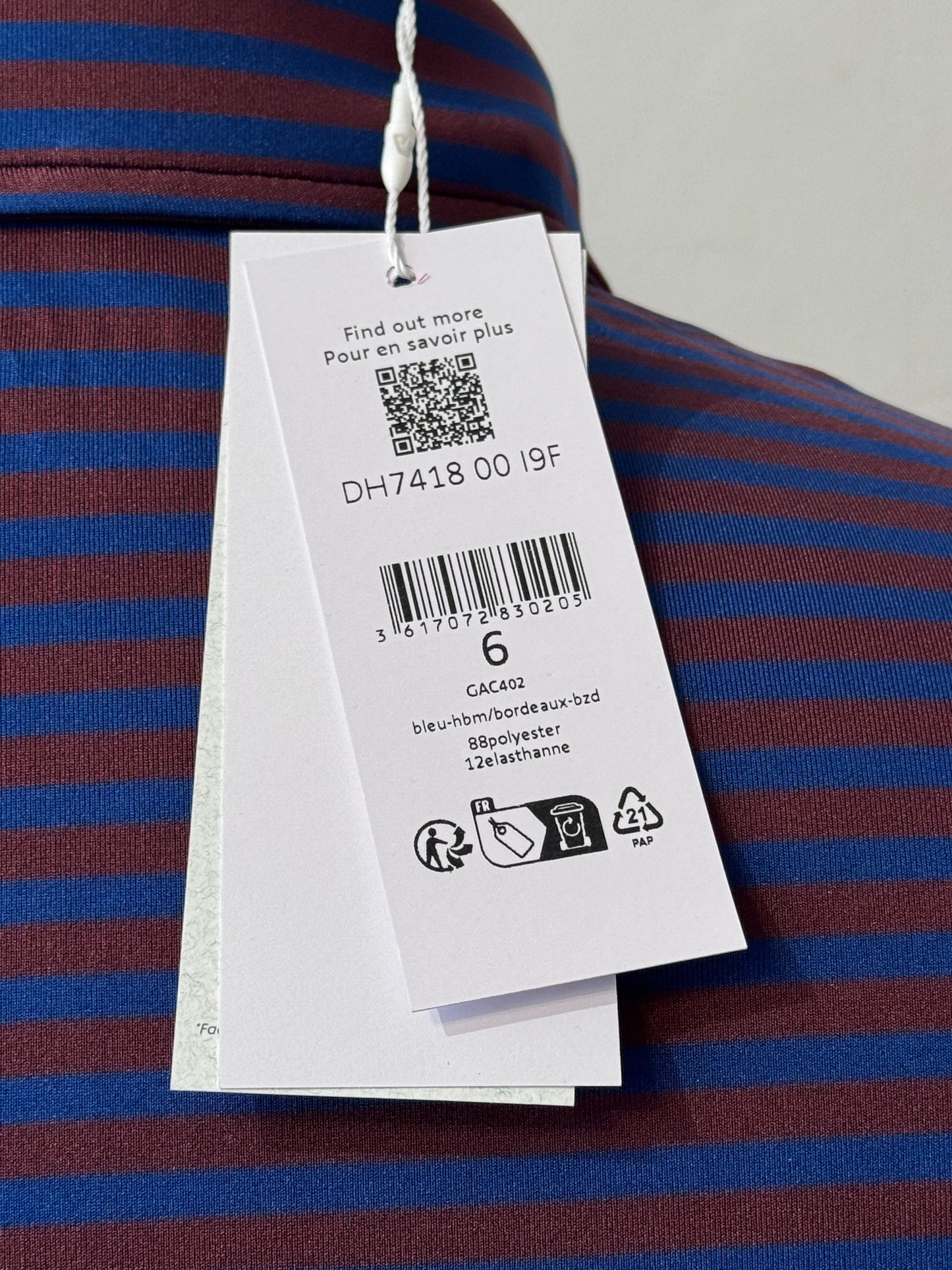 LACOSTE SPORT STRETCHY POLYESTER POLO SHIRT BLUE/RED STRIPES RRP £105 BNWT