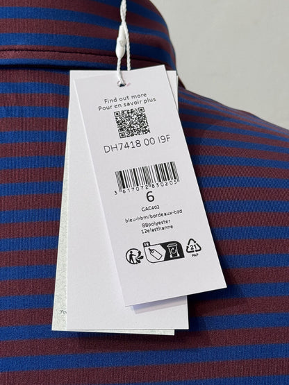 LACOSTE SPORT STRETCHY POLYESTER POLO SHIRT BLUE/RED STRIPES RRP £105 BNWT