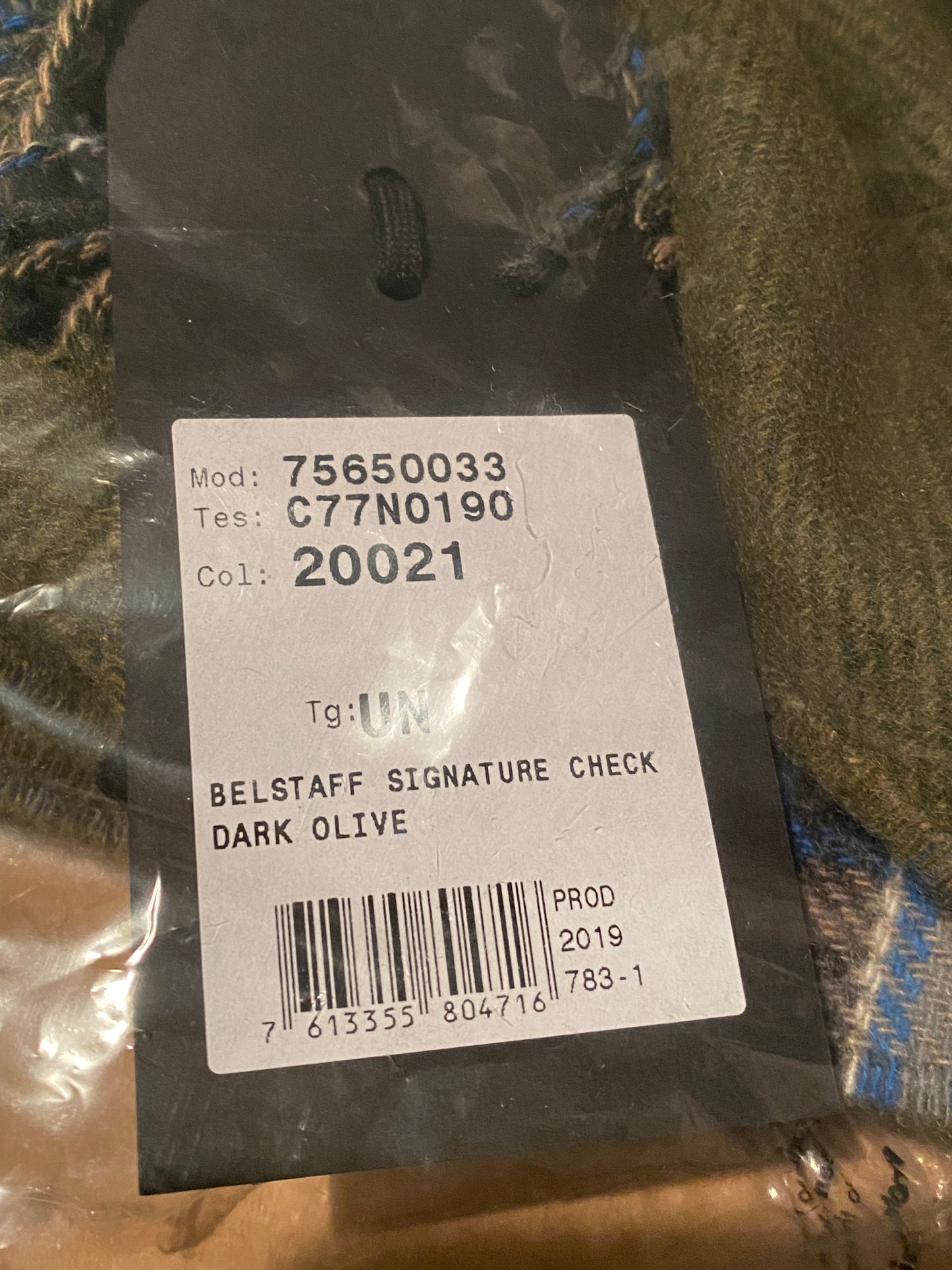 BELSTAFF SIGNATURE CHECK CASHMERE/WOOL BLEND SCARF DARK OLIVE RRP £215 BNWT