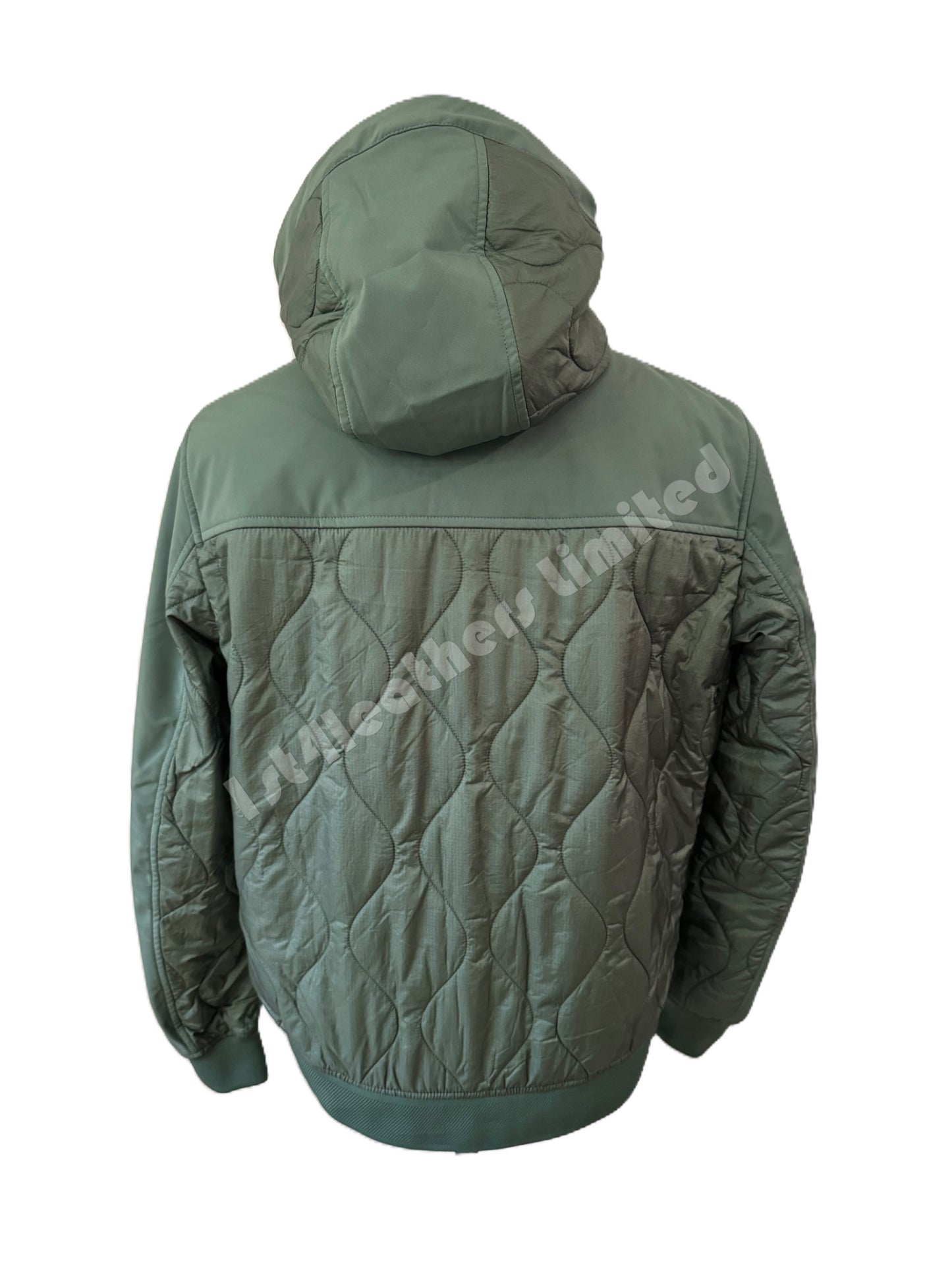 BELSTAFF LIMITER MIXED MEDIA HOODED BOMBER JACKET GRAPH GREEN UK42 XL RRP £325