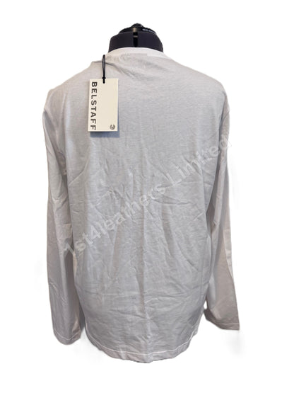 BELSTAFF THOM LONG SLEEVE COTTON POCKET T-SHIRT WHITE RRP £75 BNWT
