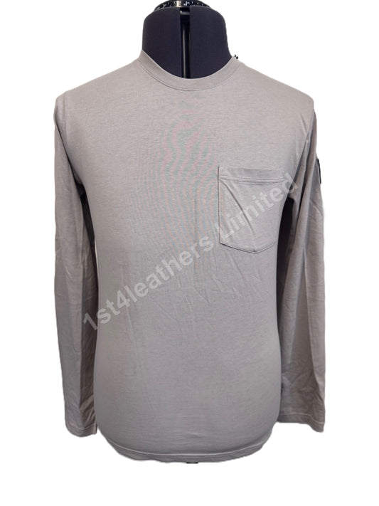 BELSTAFF THOM LONG SLEEVE COTTON T-SHIRT ASH GREY RRP £75 BNWT
