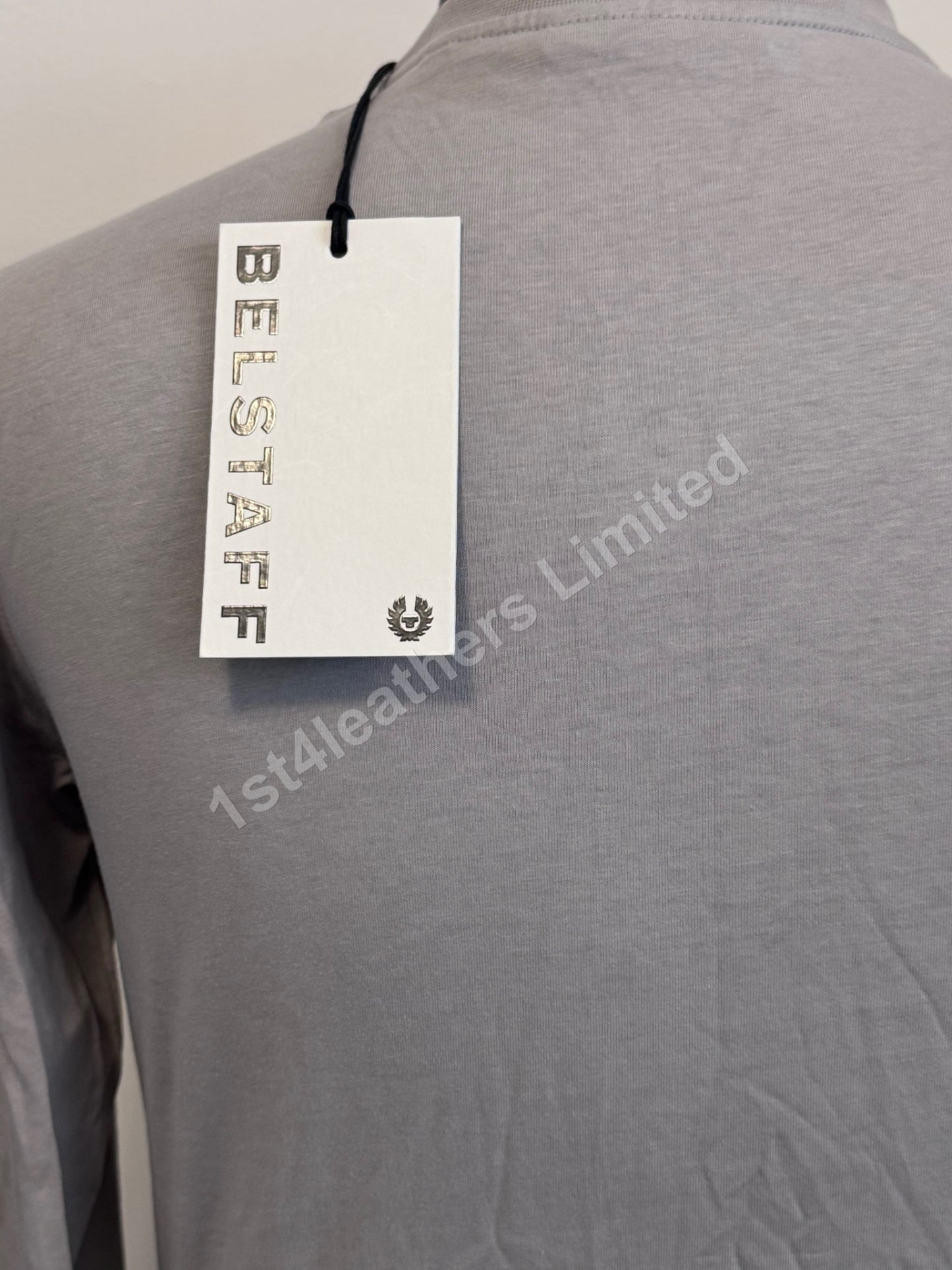 BELSTAFF THOM LONG SLEEVE COTTON T-SHIRT ASH GREY RRP £75 BNWT