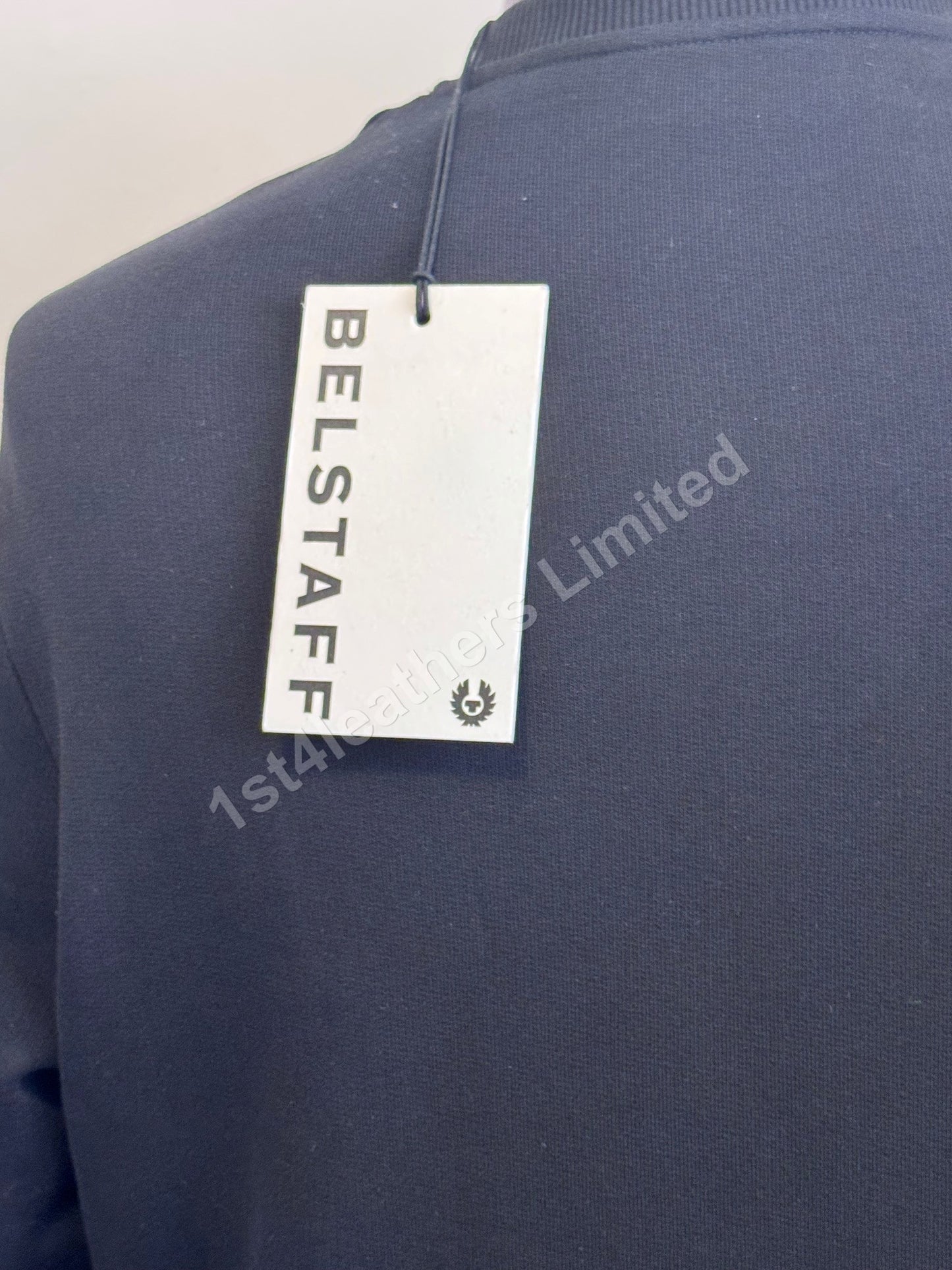 BELSTAFF BOX LOGO CREW NECK SWEATSHIRT BLACK RRP £140 BNWT