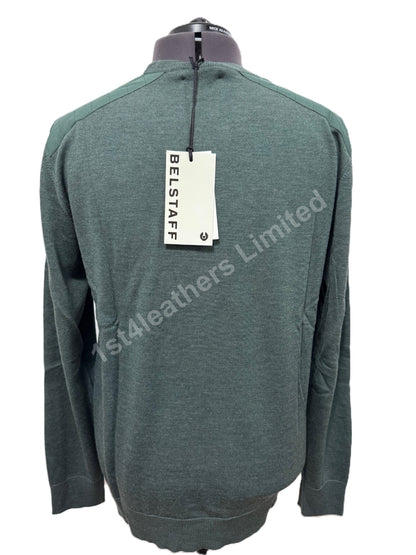 BELSTAFF ROSLARE CREW NECK WOOL JUMPER ATLAS GREEN RRP £175 BNWT