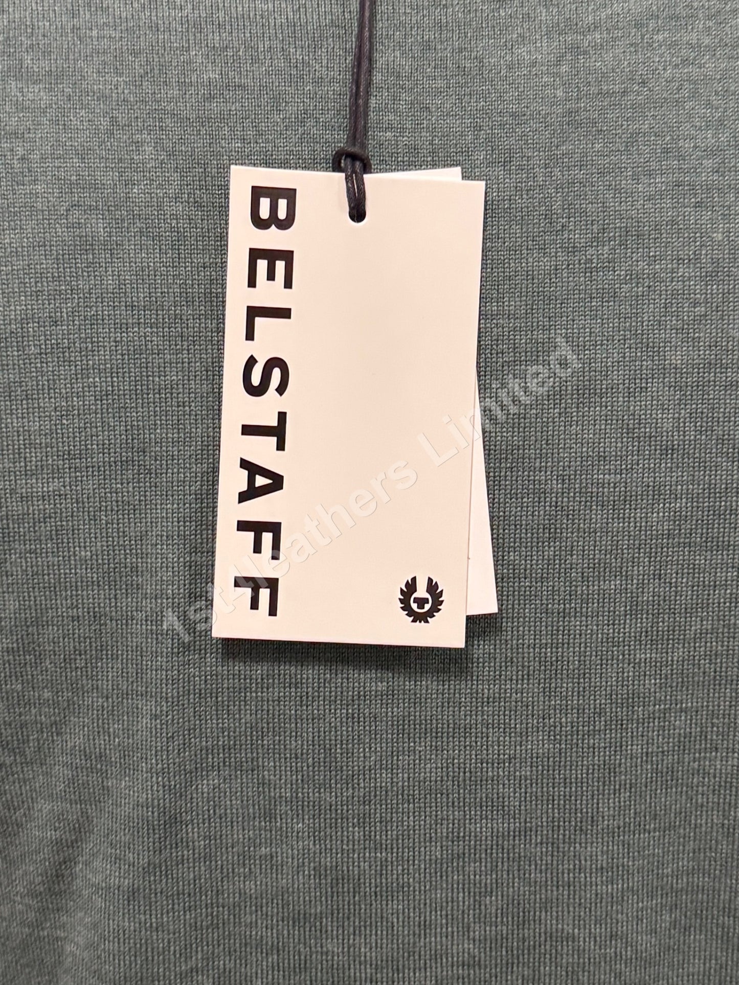 BELSTAFF ROSLARE CREW NECK WOOL JUMPER ATLAS GREEN RRP £175 BNWT