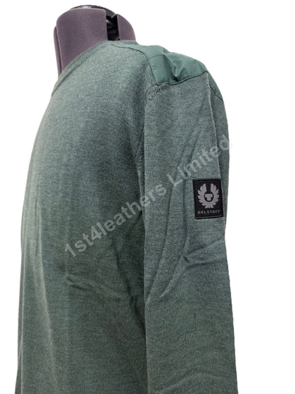 BELSTAFF ROSLARE CREW NECK WOOL JUMPER ATLAS GREEN RRP £175 BNWT