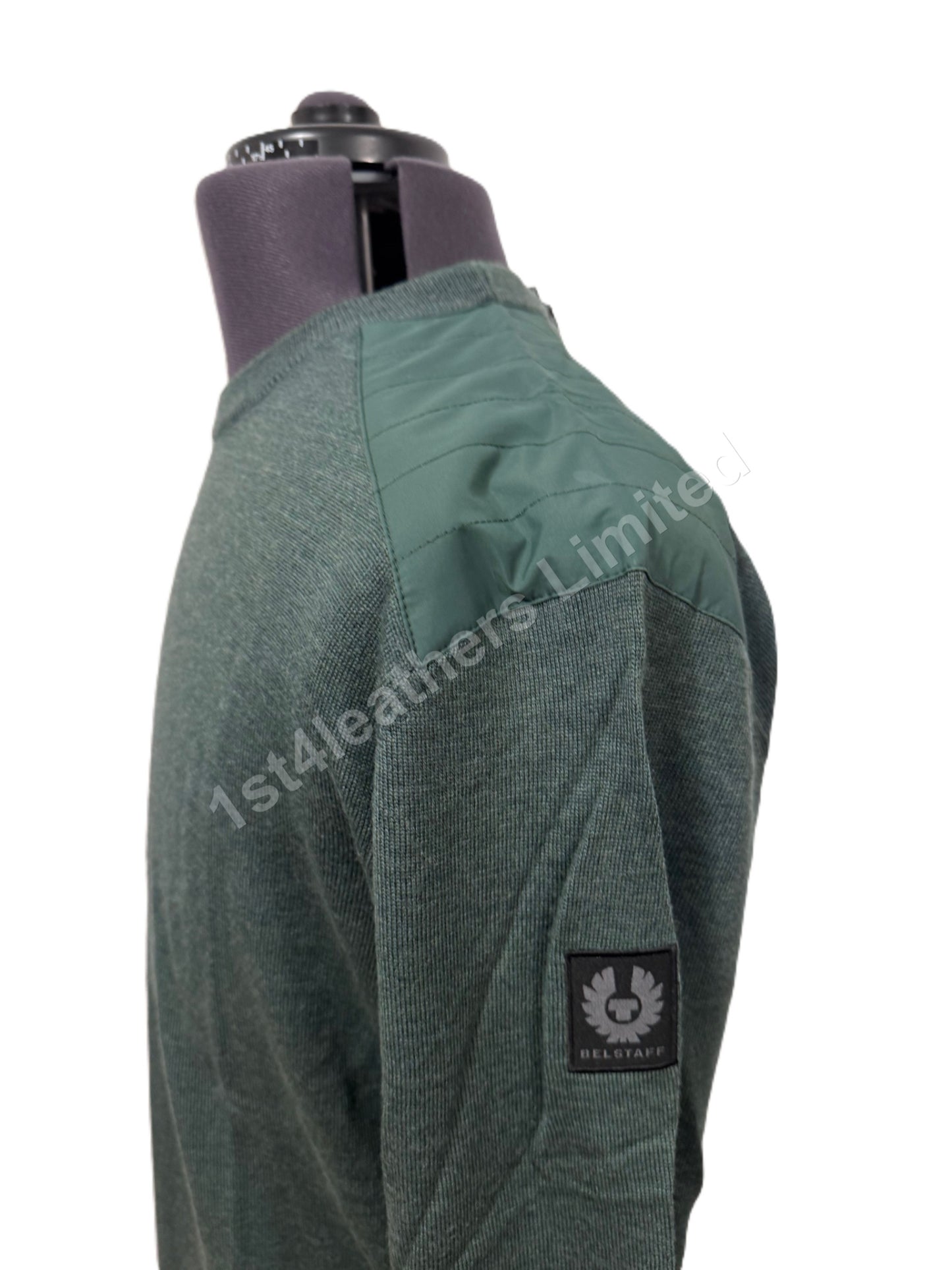 BELSTAFF ROSLARE CREW NECK WOOL JUMPER ATLAS GREEN RRP £175 BNWT