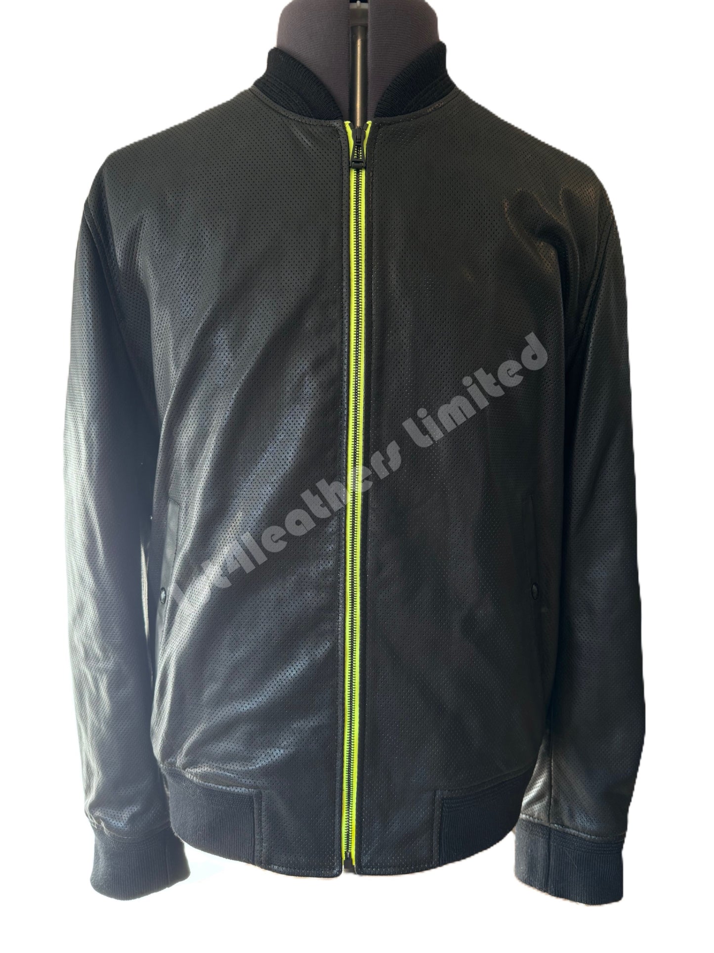 BELSTAFF LATERAL FLASH PERFORATED LAMB LEATHER BOMBER JACKET BLACK/NEON YELLOW RRP £995 BNWT