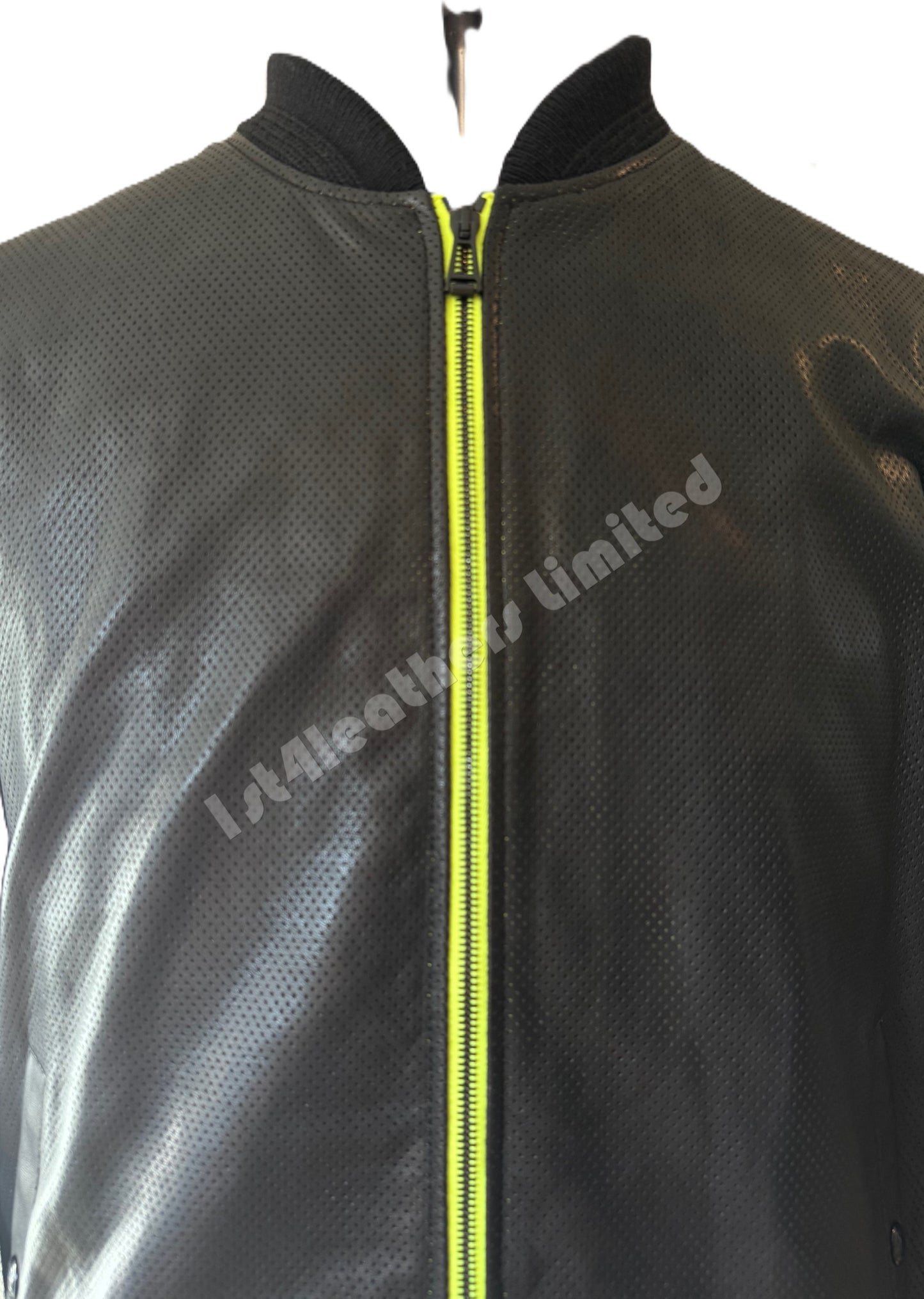 BELSTAFF LATERAL FLASH PERFORATED LAMB LEATHER BOMBER JACKET BLACK/NEON YELLOW RRP £995 BNWT