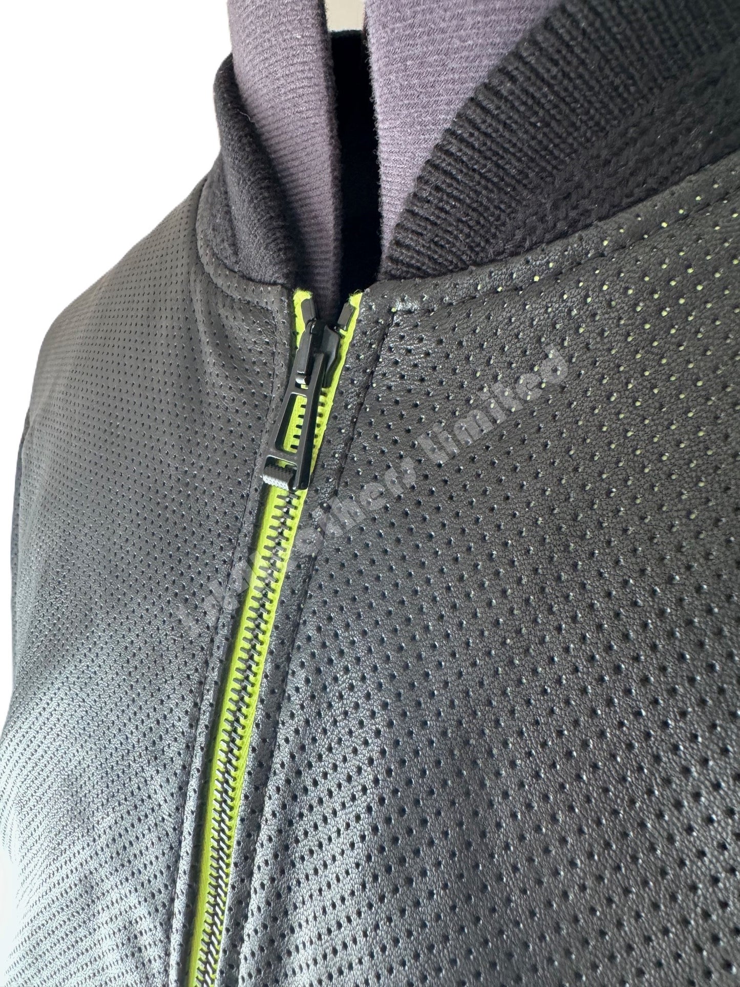 BELSTAFF LATERAL FLASH PERFORATED LAMB LEATHER BOMBER JACKET BLACK/NEON YELLOW RRP £995 BNWT