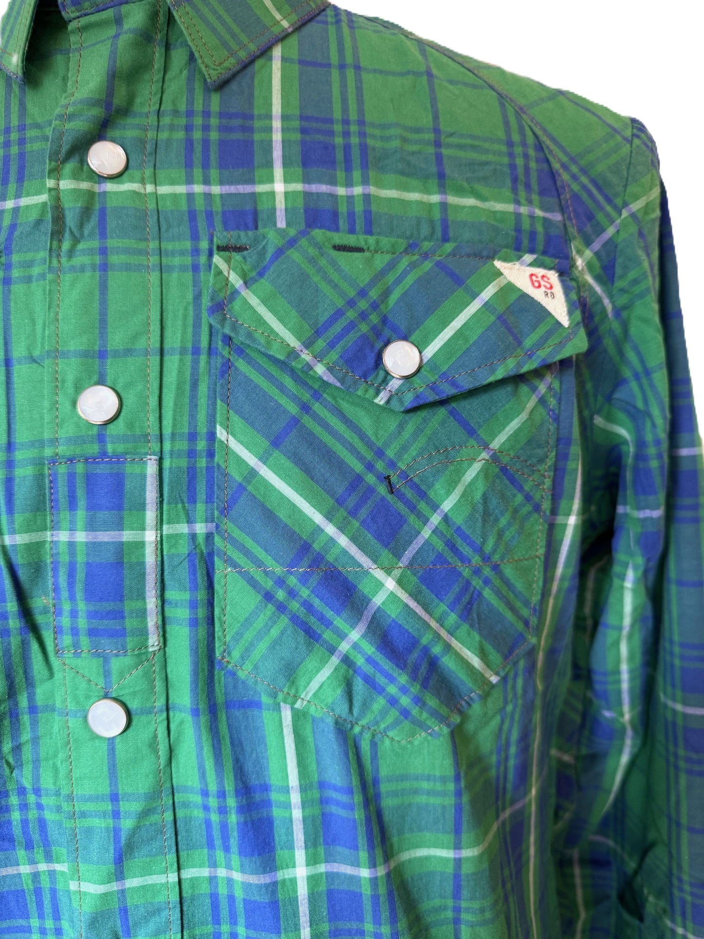 G STAR RAW GRANVILLE GREEN & BLUE CHECK LONG SLEEVE SHIRT SIZE S RRP £85 BNWT