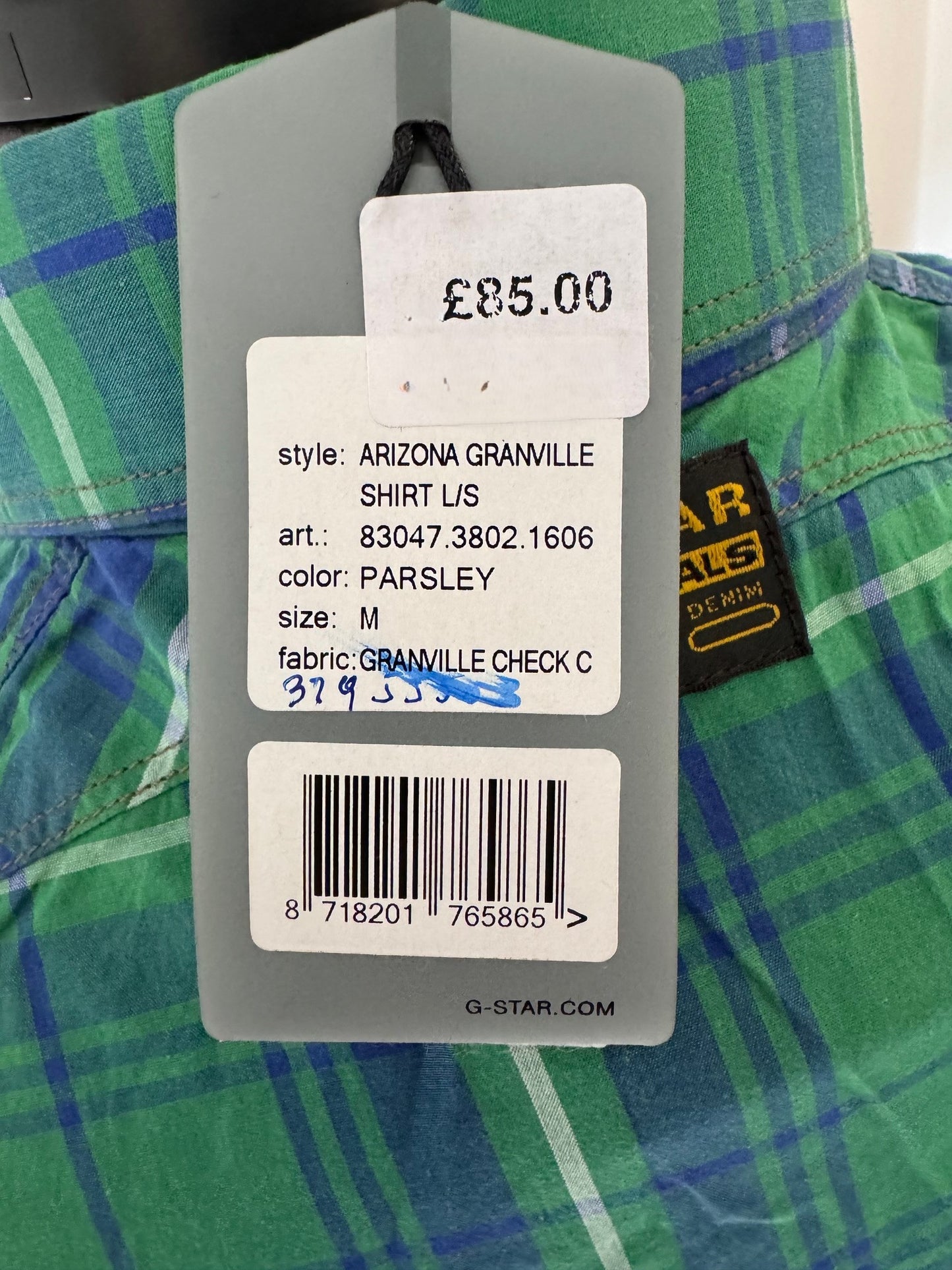 G STAR RAW GRANVILLE GREEN & BLUE CHECK LONG SLEEVE SHIRT SIZE S RRP £85 BNWT