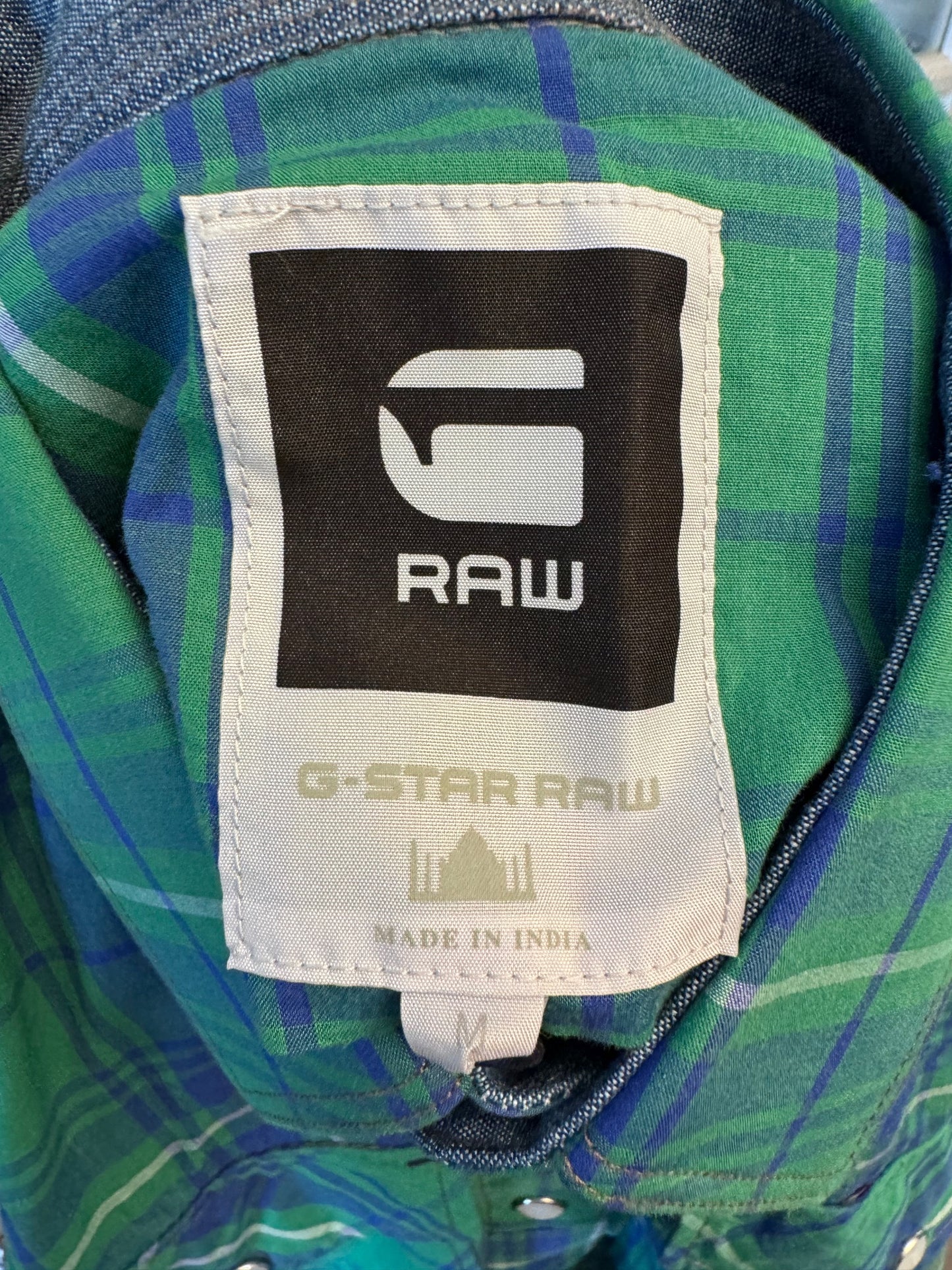 G STAR RAW GRANVILLE GREEN & BLUE CHECK LONG SLEEVE SHIRT SIZE S RRP £85 BNWT