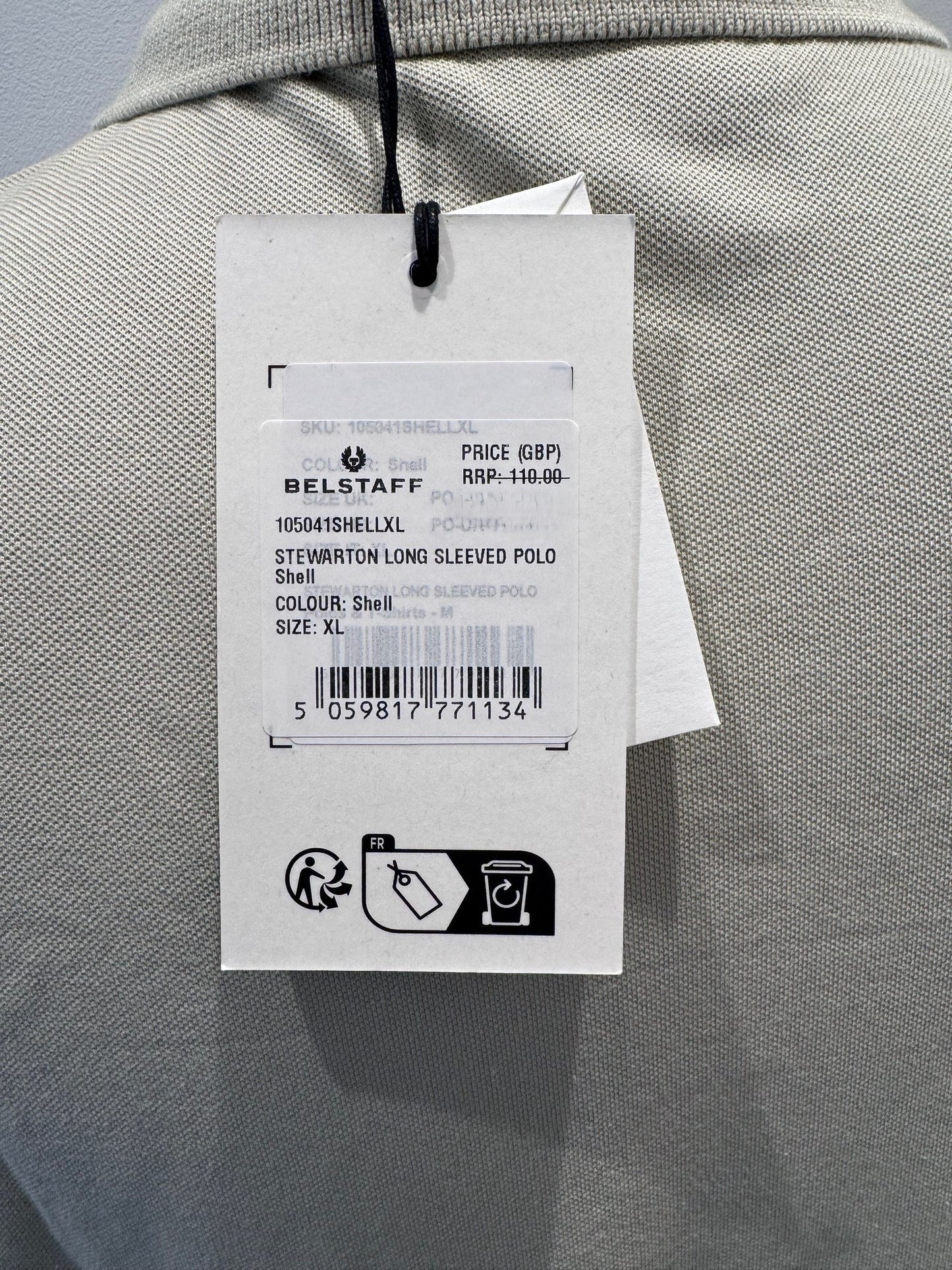 BELSTAFF STEWARTON PIQUE COTTON LONG SLEEVE POLO SHIRT SHELL XL RRP £110 BNWT