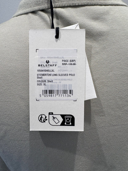 BELSTAFF STEWARTON PIQUE COTTON LONG SLEEVE POLO SHIRT SHELL RRP £110 BNWT