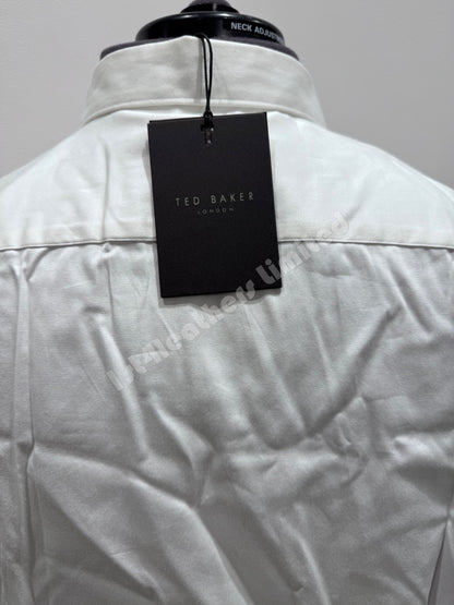 TED BAKER BOBCUT SATIN BLEND STRETCH SHIRT WHITE SIZE 7 2XL RRP £65 BNWT