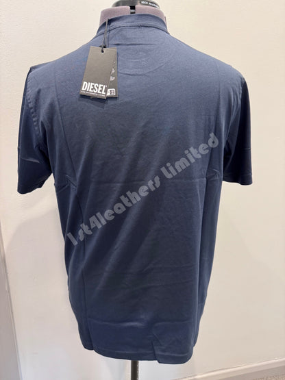 DIESEL COTTON T-SHIRT NAVY BLUE LARGE RRP £60 BNWT