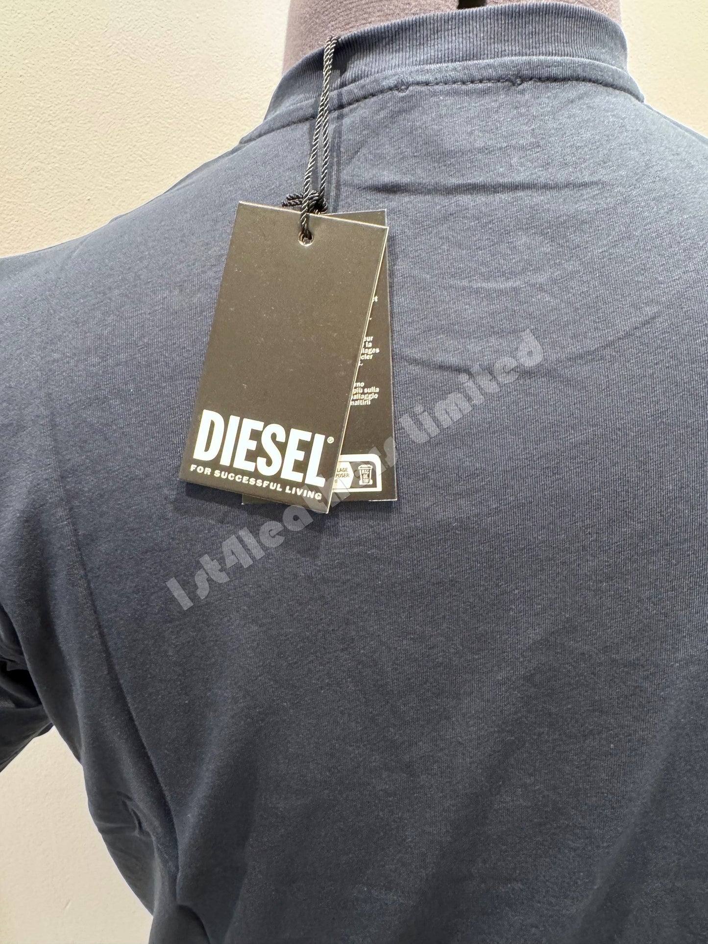 DIESEL COTTON T-SHIRT NAVY BLUE LARGE RRP £60 BNWT