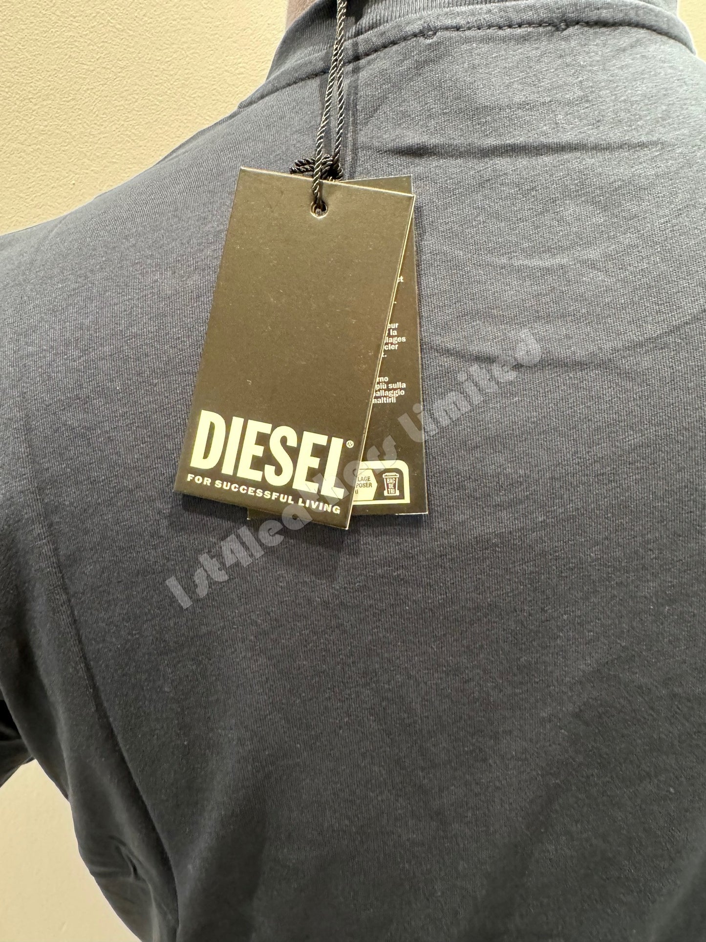 DIESEL COTTON T-SHIRT NAVY BLUE LARGE RRP £60 BNWT