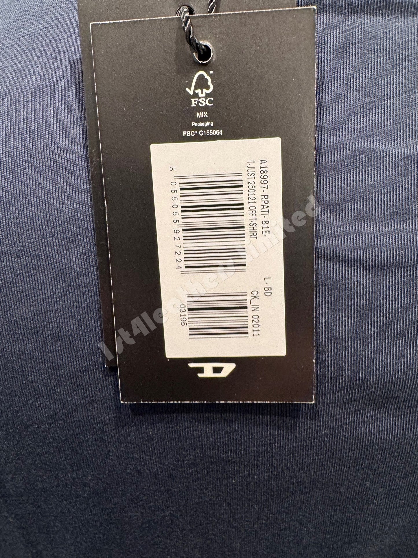 DIESEL COTTON T-SHIRT NAVY BLUE LARGE RRP £60 BNWT