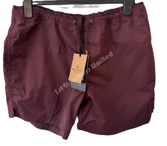 BELSTAFF BREAKER RIPPLE SHELL SHORTS IN AUBERGINE XL RRP £120