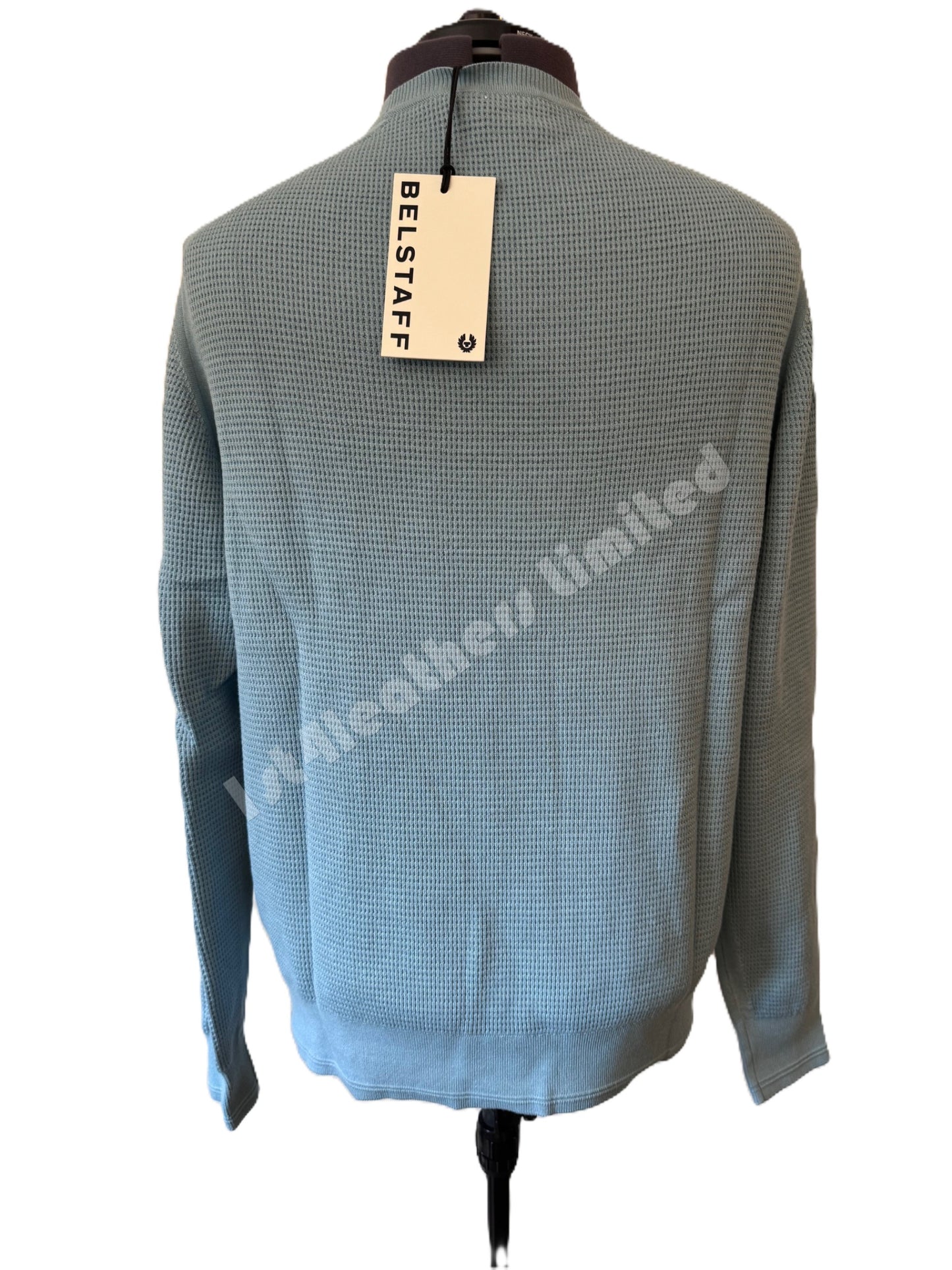 BELSTAFF COLE PIMA COTTON WAFFLE KNIT JUMPER IN SKYLINE BLUE 2XL RRP £170 BNWT