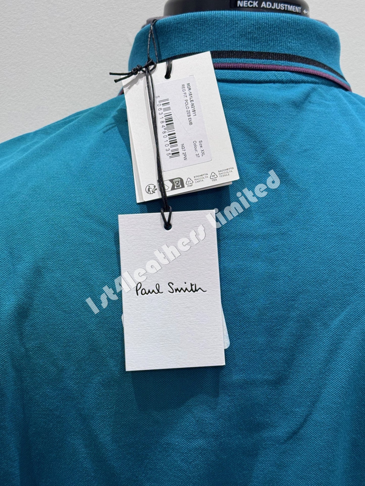 PAUL SMITH PS TIPPED BROAD STRIPE PIQUE COTTON POLO SHIRT GREEN 2XL RRP £90 BNWT