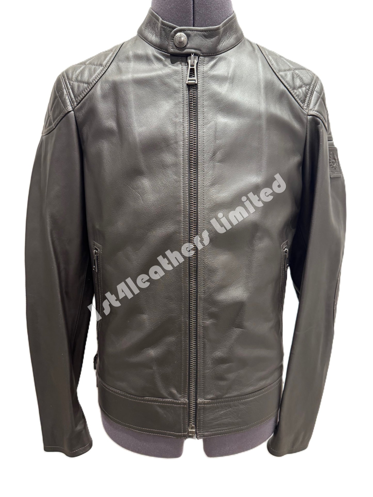 BELSTAFF MARSHALL CAFE RACER LEATHER BIKER JACKET DARK BROWN UK34 XS/S RRP£1095