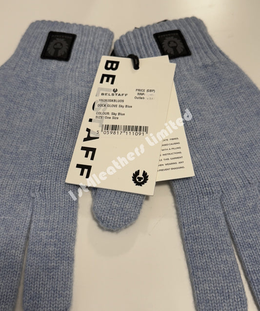BELSTAFF PHOENIX LOGO CASHMERE/WOOL DOCK GLOVES SKY BLUE RRP £70 BNWT