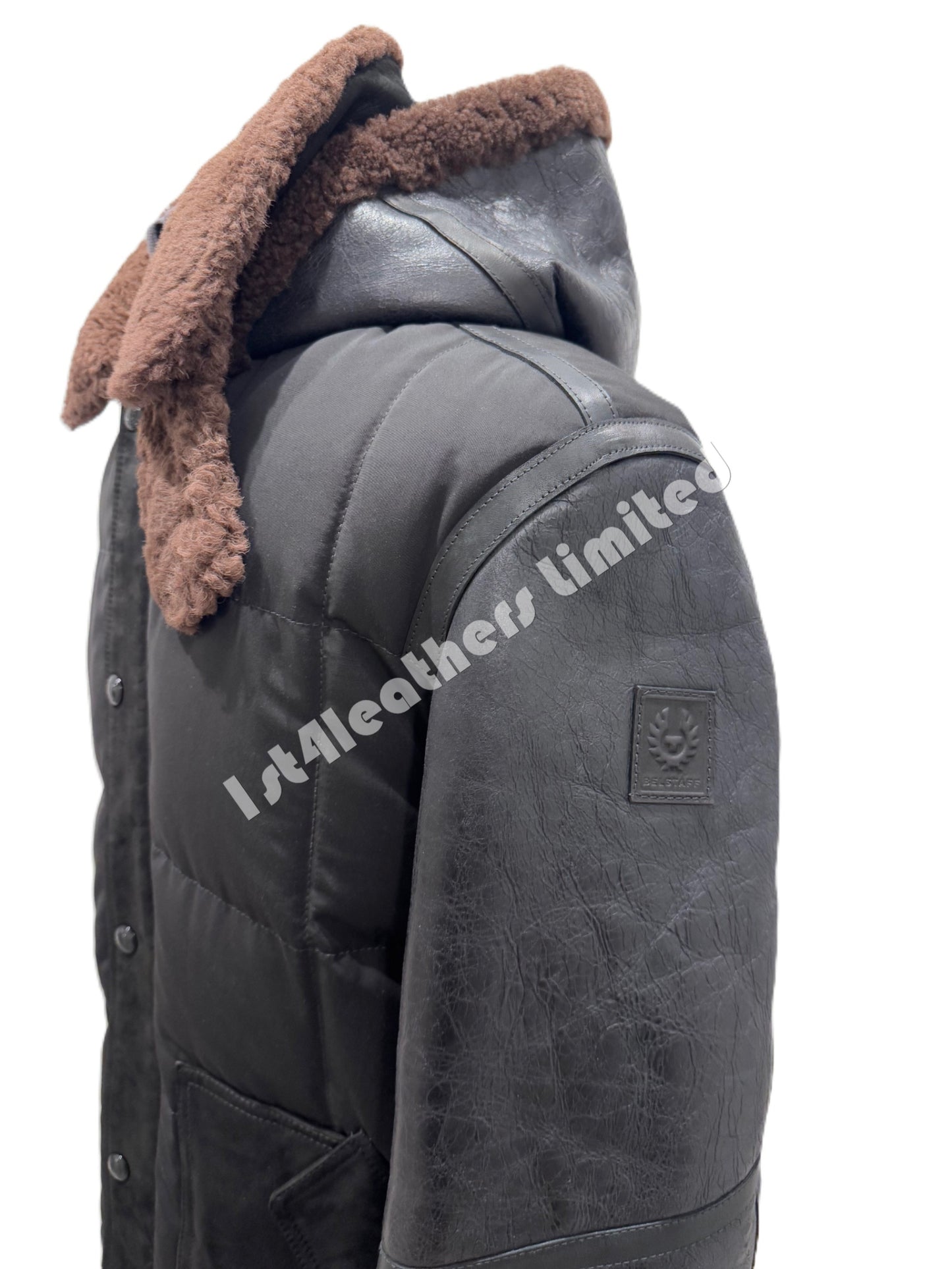 BELSTAFF ALPINE MIXED MEDIA PARKA JACKET BLACK/EARTH BROWN UK50 5XL RRP £2075 BNWT