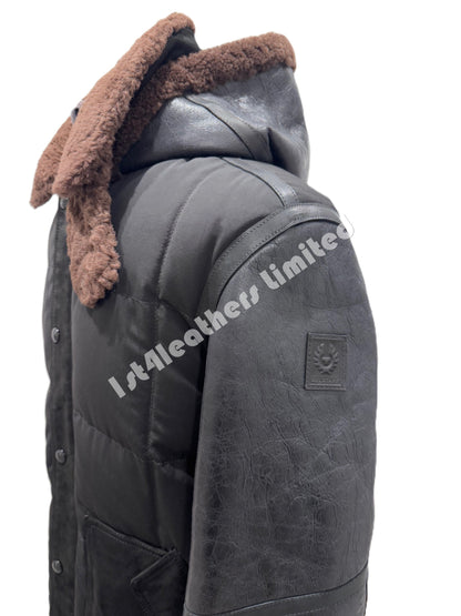 BELSTAFF ALPINE MIXED MEDIA PARKA JACKET BLACK/EARTH BROWN UK50 5XL RRP £2075 BNWT
