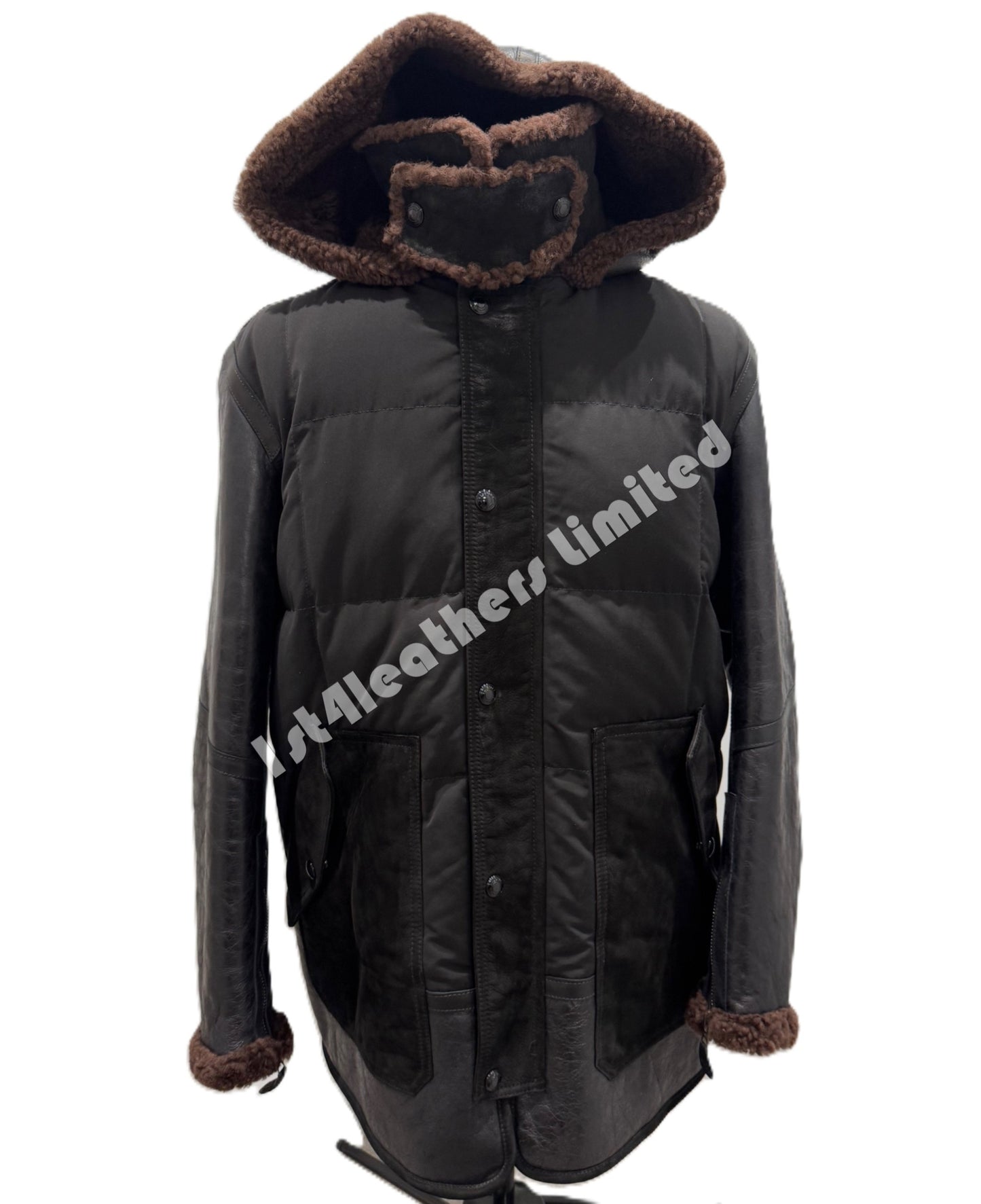 BELSTAFF ALPINE MIXED MEDIA PARKA JACKET BLACK/EARTH BROWN UK50 5XL RRP £2075 BNWT