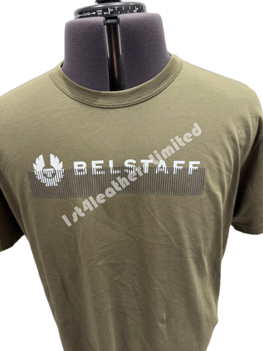 BELSTAFF RADIO PHOENIX COTTON T-SHIRT TRUE OLIVE GREEN RRP £69 BNWT
