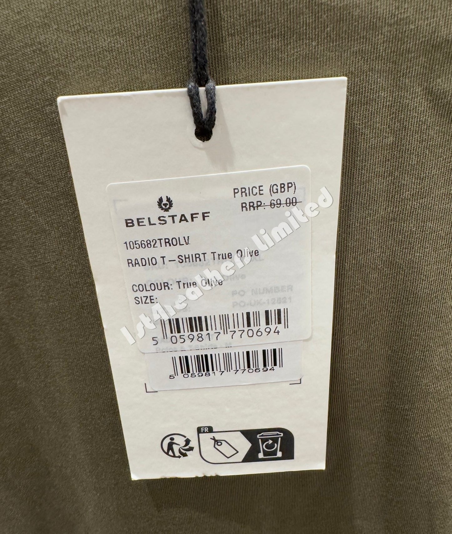 BELSTAFF RADIO PHOENIX COTTON T-SHIRT TRUE OLIVE GREEN RRP £69 BNWT