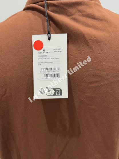 BELSTAFF STEWARTON PIQUE COTTON POLO SHIRT DEEP COPPER RRP £90 BNWT