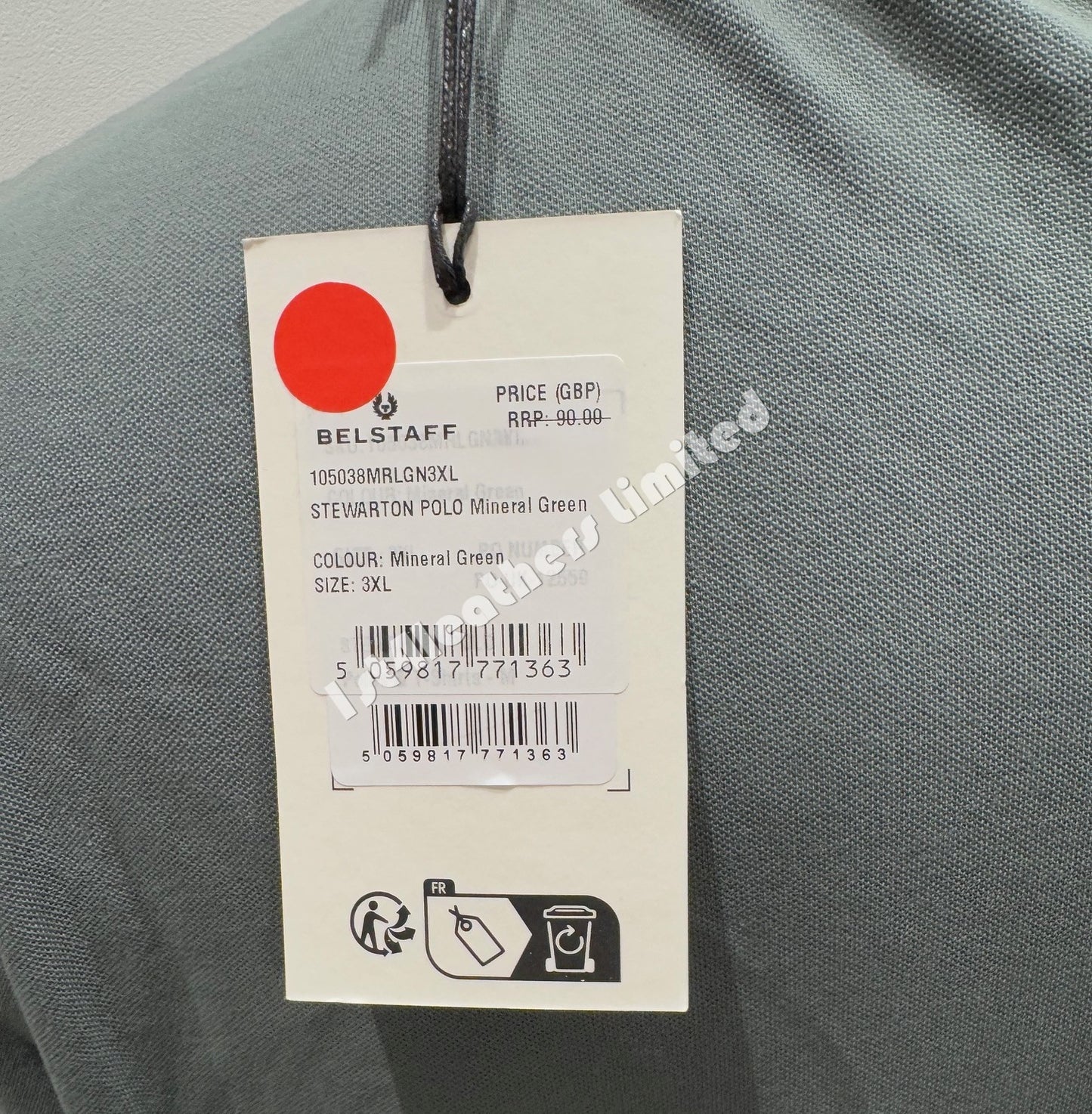 BELSTAFF STEWARTON PIQUE COTTON POLO SHIRT MINERAL GREEN 3XL RRP £90 BNWT