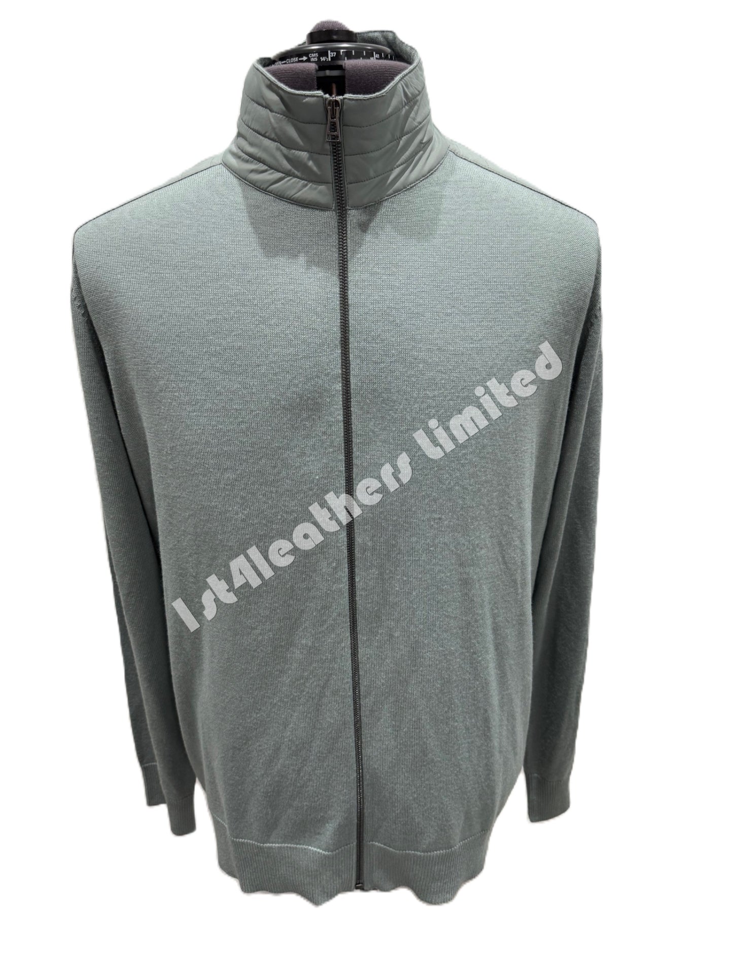 BELSTAFF KINSDALE MIXED MEDIA ZIP CARDIGAN JUMPER STEEL GREEN RRP £225 BNWT (Copy)