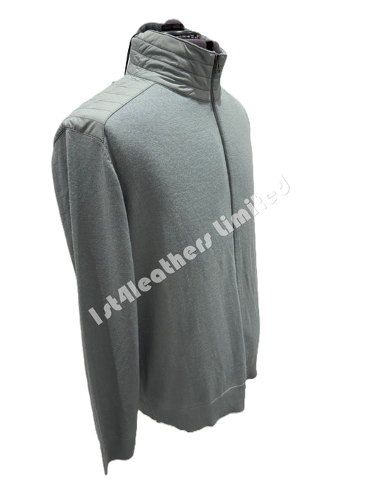 BELSTAFF KINSDALE MIXED MEDIA ZIP CARDIGAN JUMPER STEEL GREEN RRP £225 BNWT (Copy)