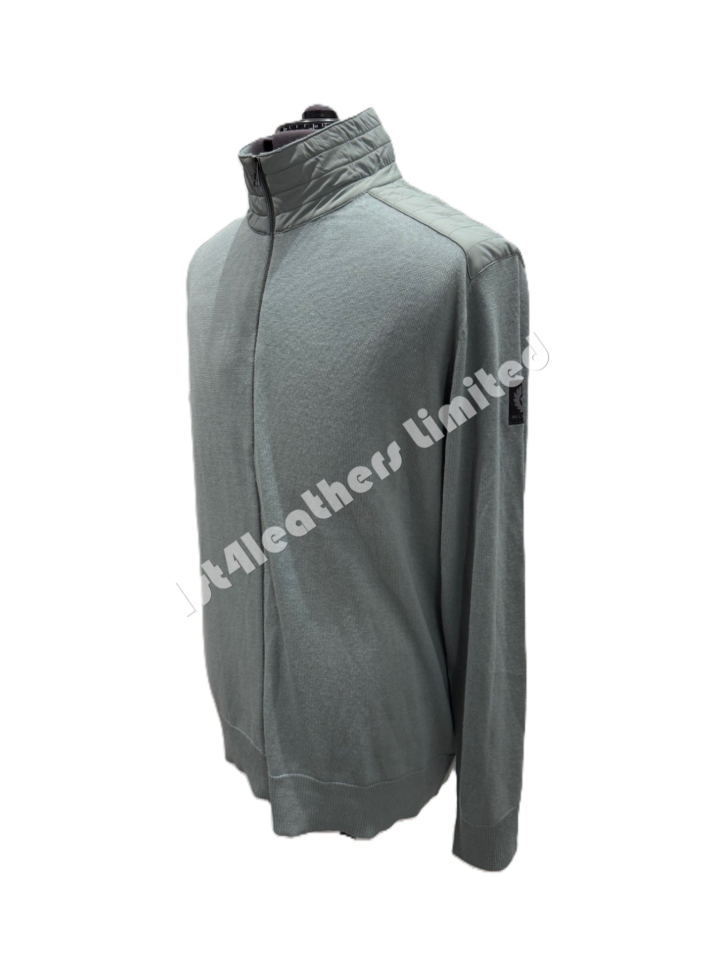 BELSTAFF KINSDALE MIXED MEDIA ZIP CARDIGAN JUMPER STEEL GREEN RRP £225 BNWT (Copy)