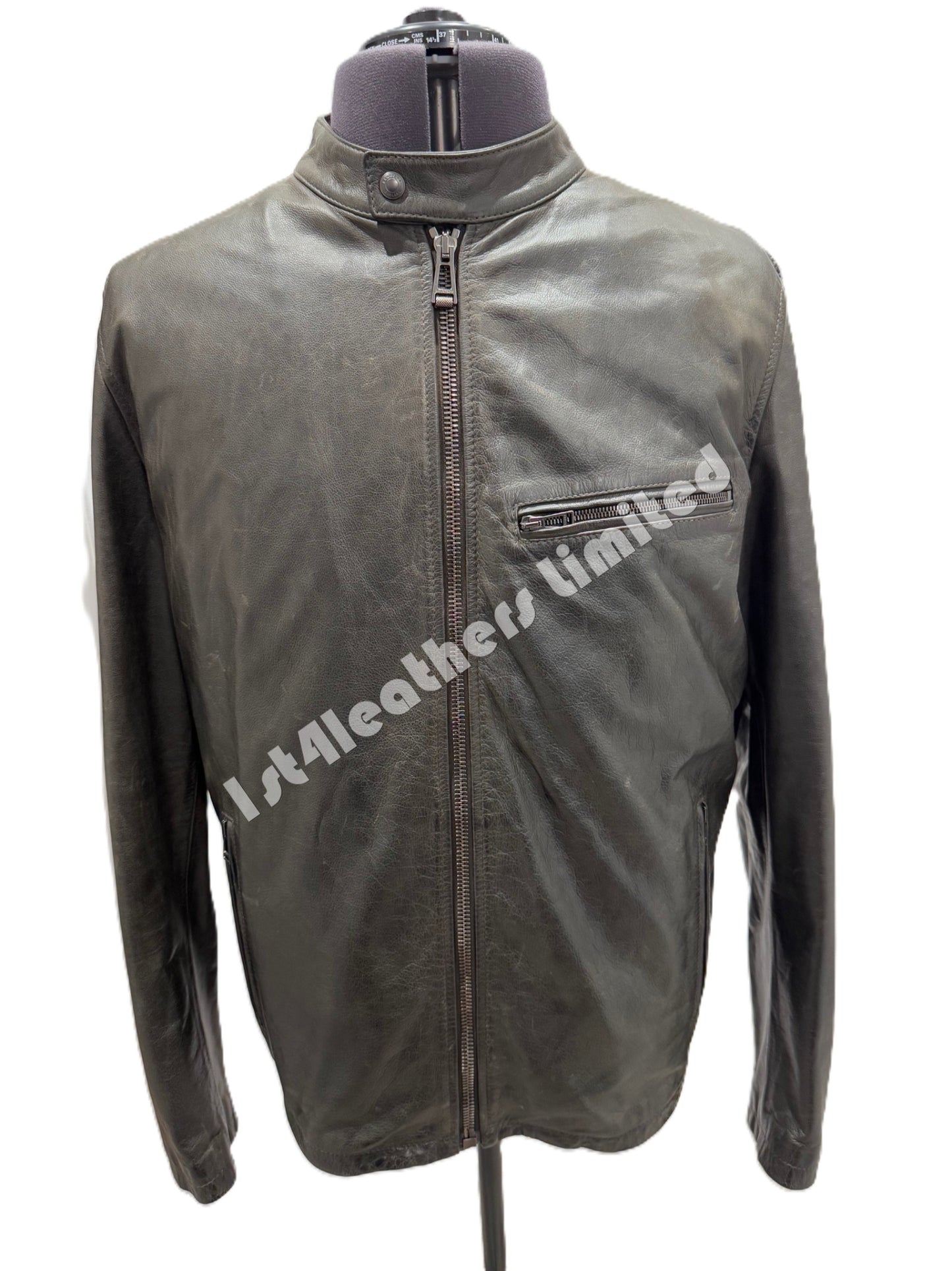 BELSTAFF LEGACY PEARSON LEATHER BIKER JACKET DARK TILE GREEN UK48 4XL RRP £1250