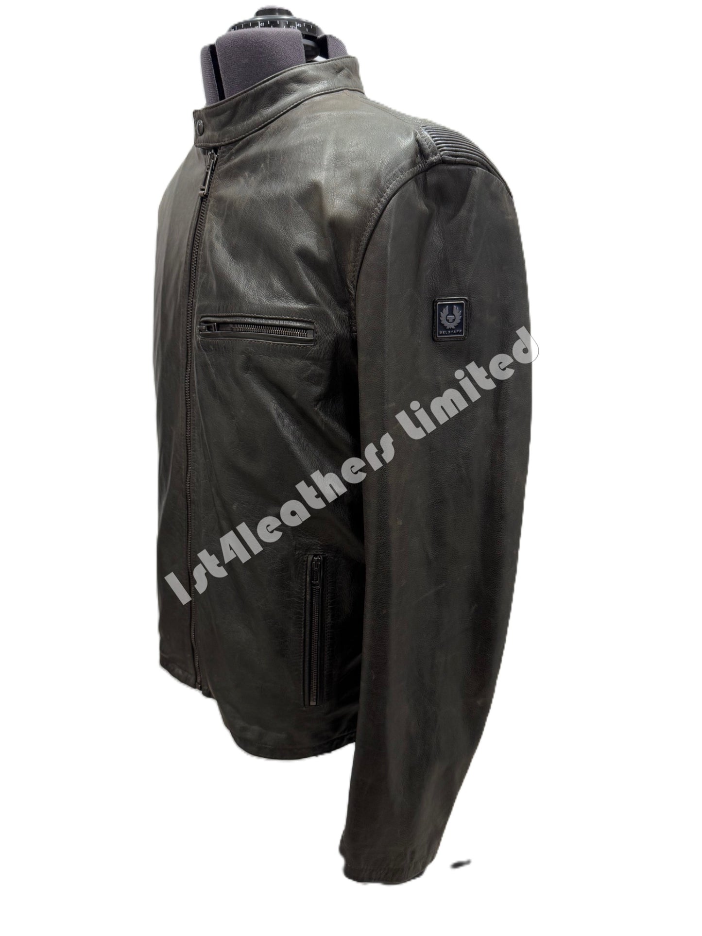 BELSTAFF LEGACY PEARSON LEATHER BIKER JACKET DARK TILE GREEN UK48 4XL RRP £1250