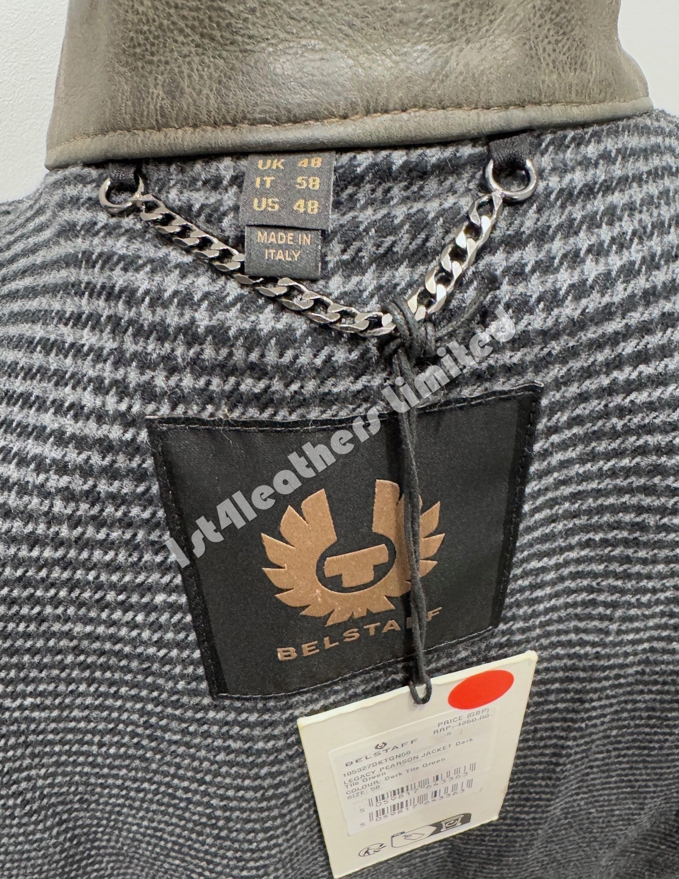 BELSTAFF LEGACY PEARSON LEATHER BIKER JACKET DARK TILE GREEN UK48 4XL RRP £1250