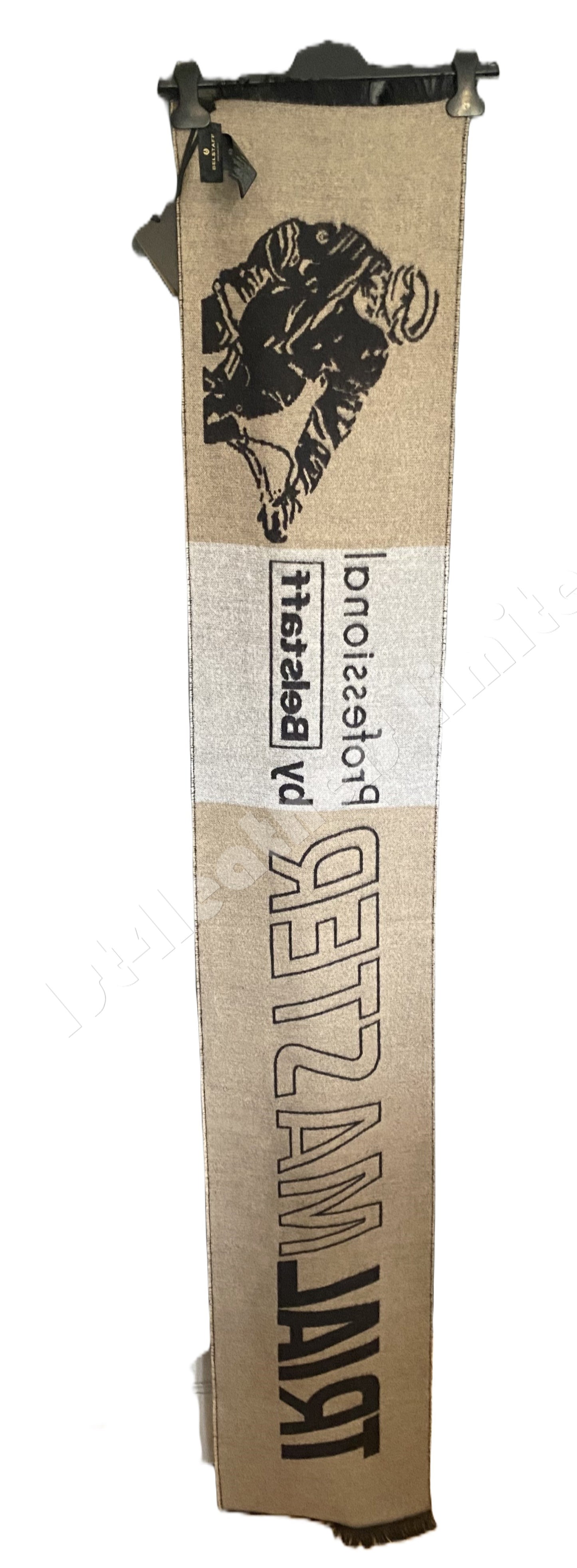 BELSTAFF TRIALMASTER BLACK & GOLD WOOL SCARF RRP £120 BNWT