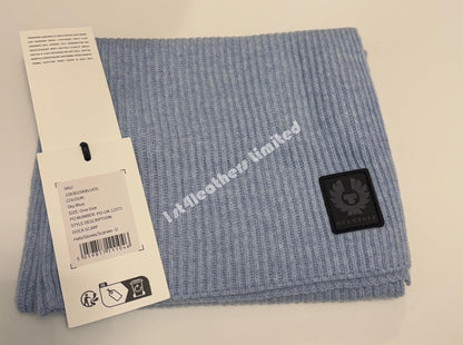 BELSTAFF PHOENIX LOGO CASHMERE & WOOL DOCK SCARF SKY BLUE RRP £100 BNWT