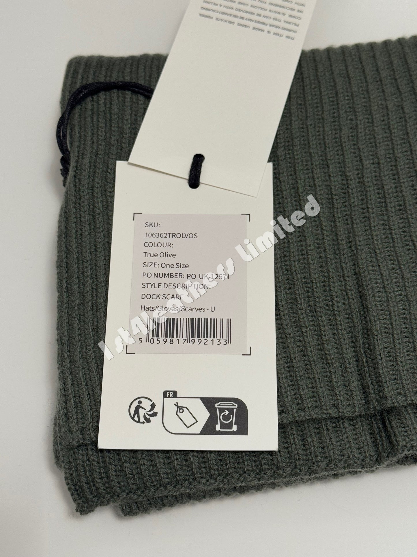 BELSTAFF PHOENIX LOGO CASHMERE & WOOL DOCK SCARF TRUE OLIVE GREEN RRP £100 BNWT
